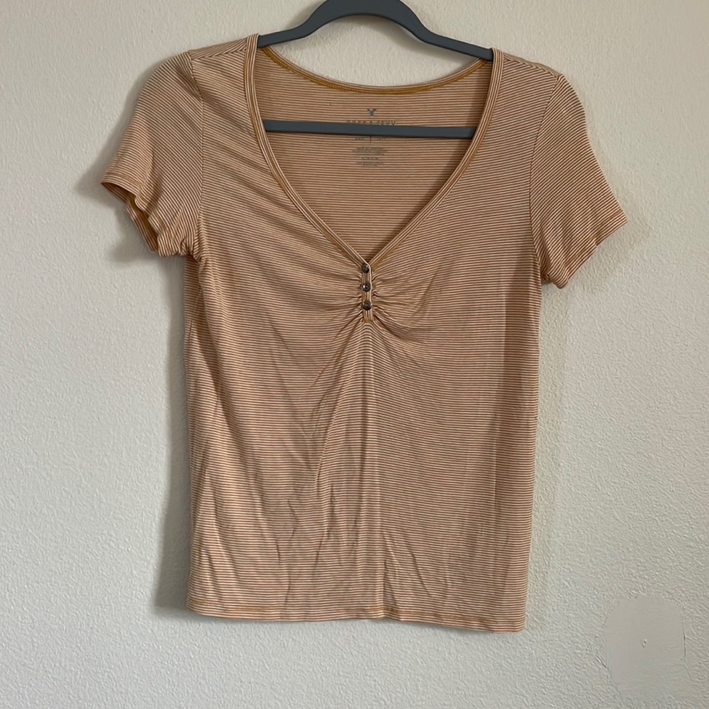 American eagle, soft and sexy size small brown and white striped T-shirt